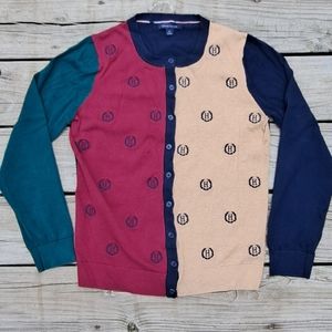 Vintage Tommy Hilfiger Colorblock Button Up Cardigan small